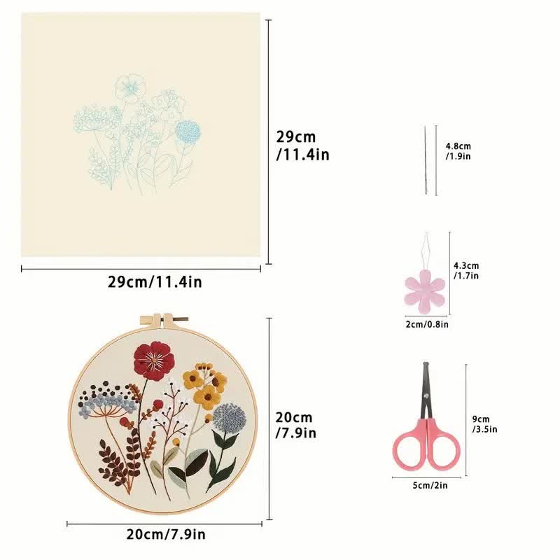 Rubbyoo Embroidery Kit - Floral Pattern