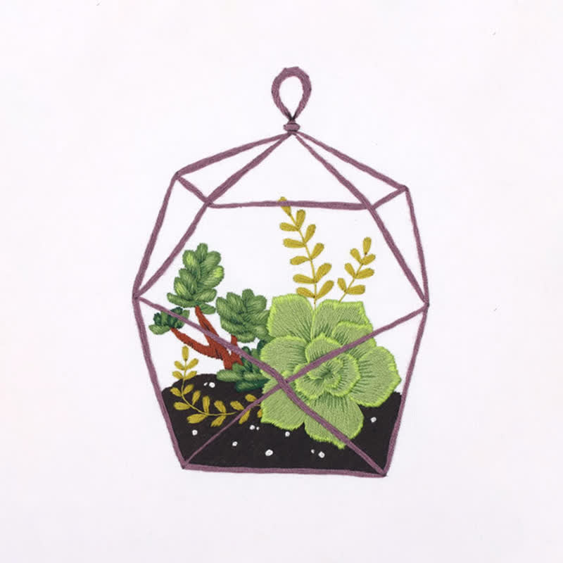 Rubbyoo Embroidery Kit - Florarium Plants