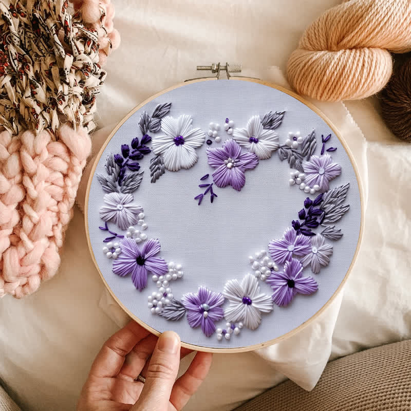 Rubbyoo Embroidery Kit - Lilac Wreath