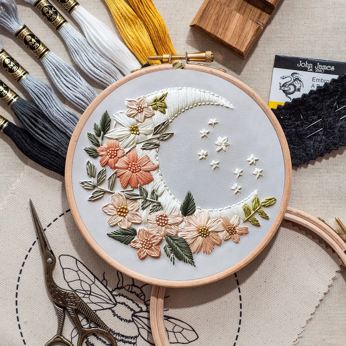 Rubbyoo Embroidery Kit- Floral Moon