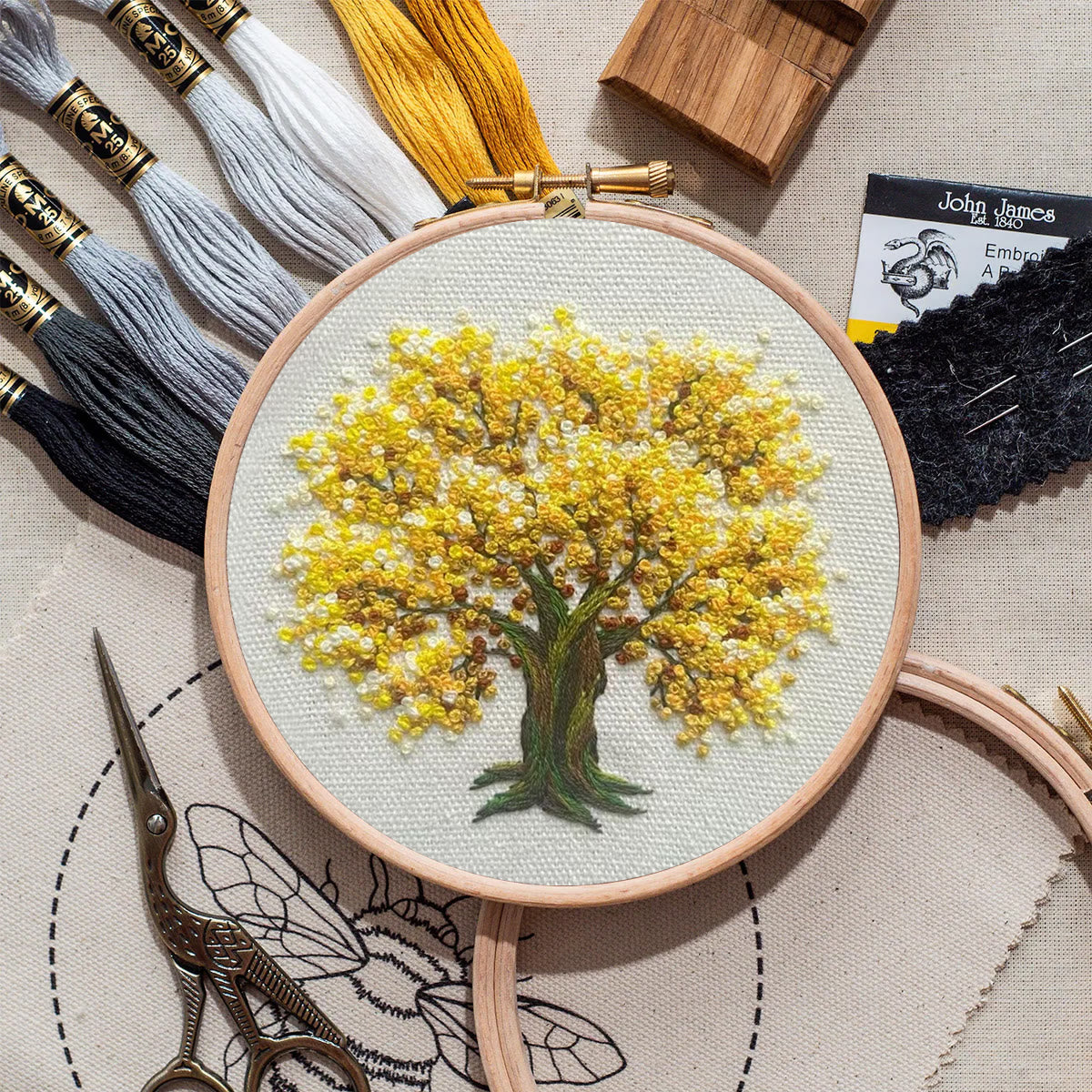 Rubbyoo Embroidery Kit- Yellow Blooming Tree