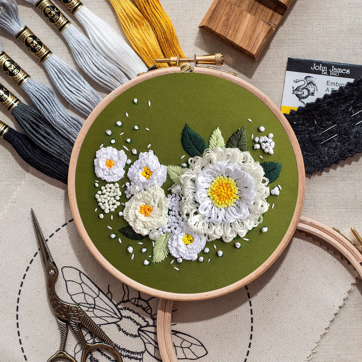 Rubbyoo Embroidery Kit- Daisy Starter Kit For Craft Lover