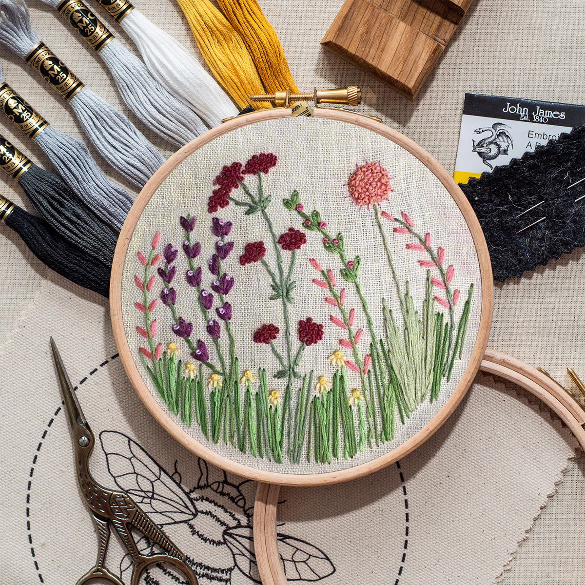 Rubbyoo Embroidery Kit- Flower Branches Pattern | Embroidery Kit For Beginner,Modern Embroidery,Cross Stitch