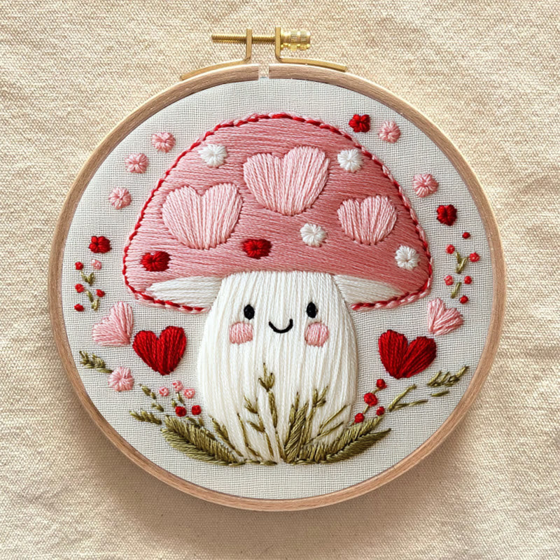 Rubbyoo Embroidery Kit -Love Shroom | Starter kit Needlework Gift