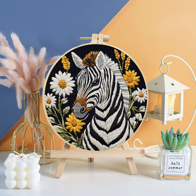Zebra And Wildflower Embroidery Kit