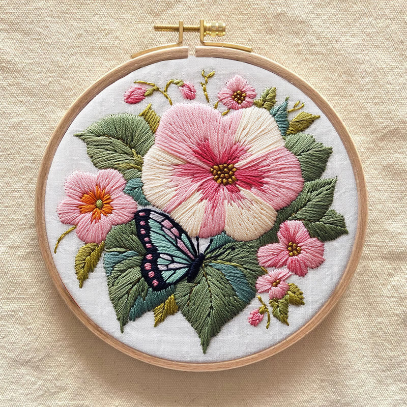 Rubbyoo Embroidery Kit - Butterfly Bloom | DIY Craft Kits Needlework Gift
