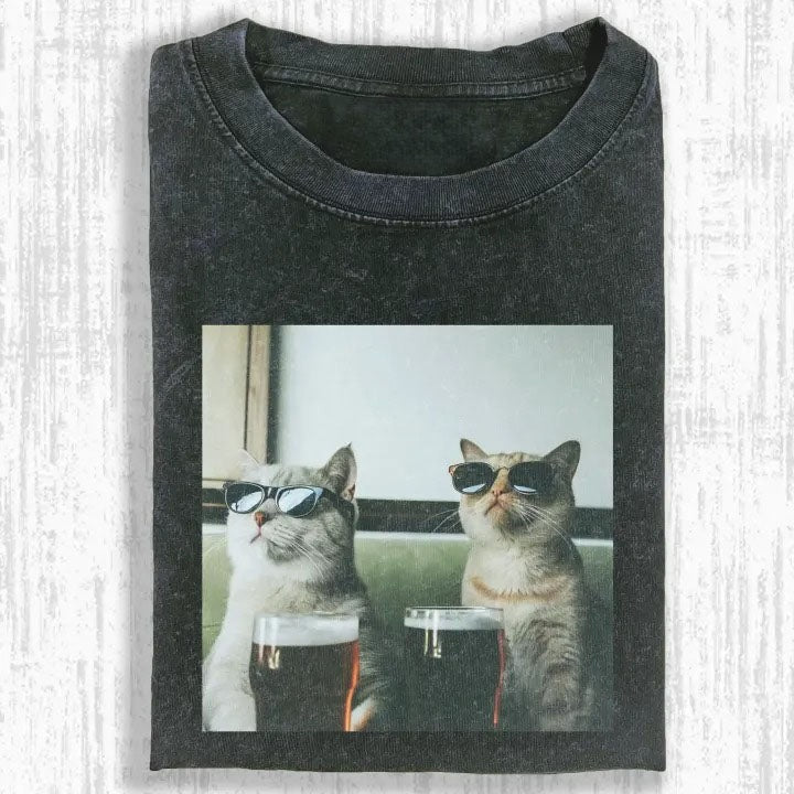 Wacky Cool Cats with Sunglasses & Beer T-shirt
