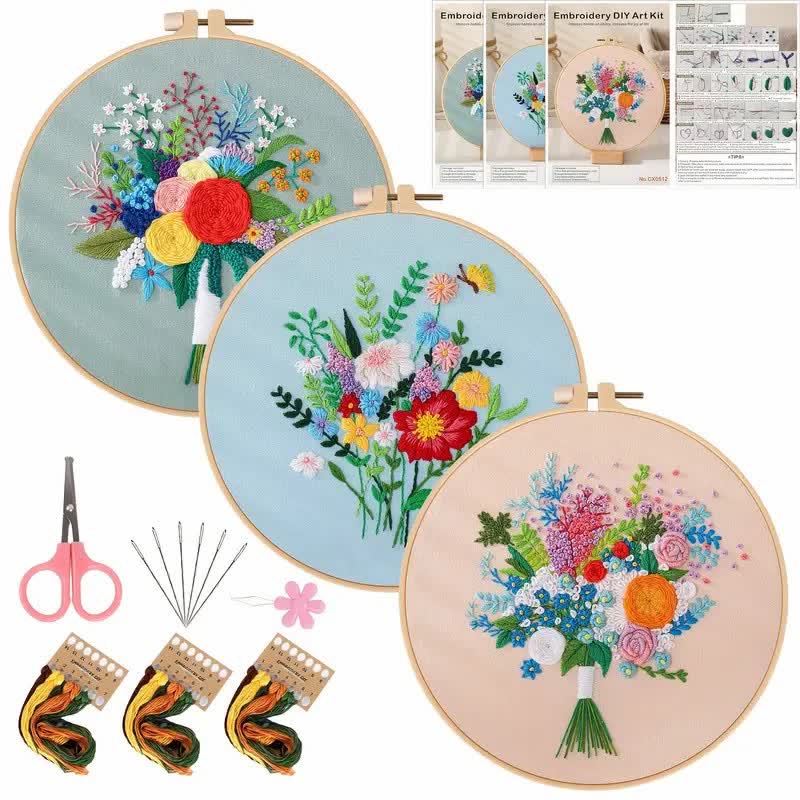Rubbyoo Embroidery Kit - Flower Bouquet