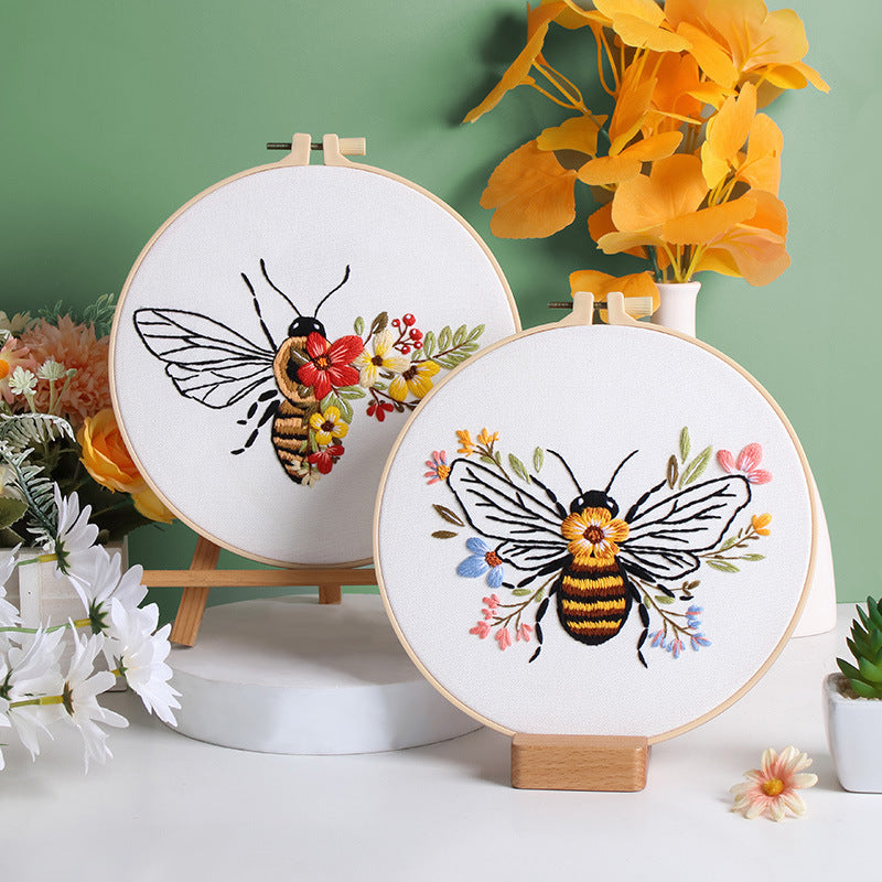 Buzzing Blooms Embroidery Kit: Craft Your Nature-Inspired Masterpiece
