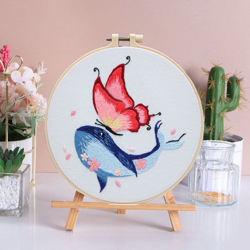 Whale And Butterfly Embroidery Kit