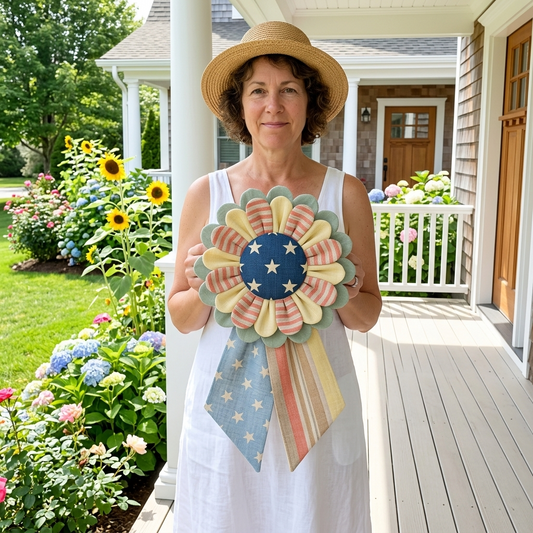 Custom Fabric Flower Door Hanger Sewing Template Set - With Instructions