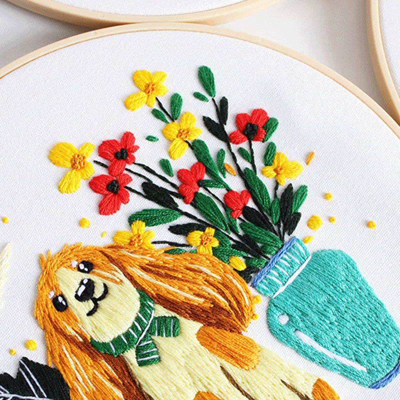 Paws And Petals Embroidery Kit: Celebrate Joyful Moments with Every Stitch