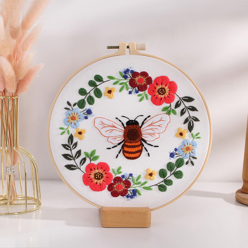 Buzzy Bee And Wildflower - Themed DIY Embroidery Kits