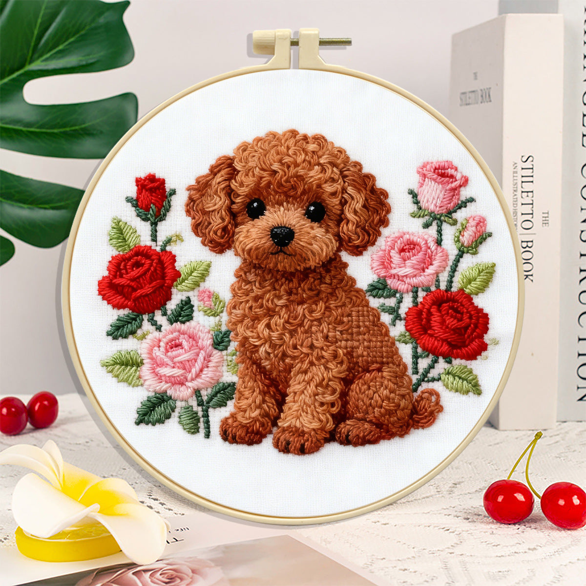 Poodle And Rose Embroidery Kit