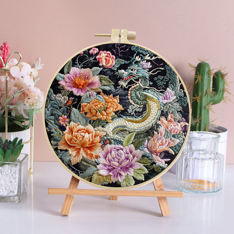 Dragon And Peony Embroidery Kit