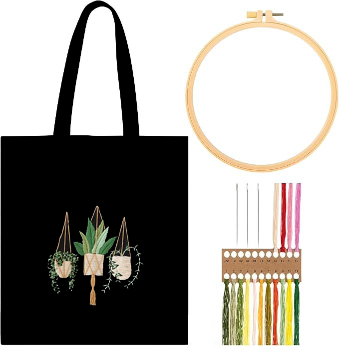 Hanging Garden Canvas Bag: Embroider Your Unique Style