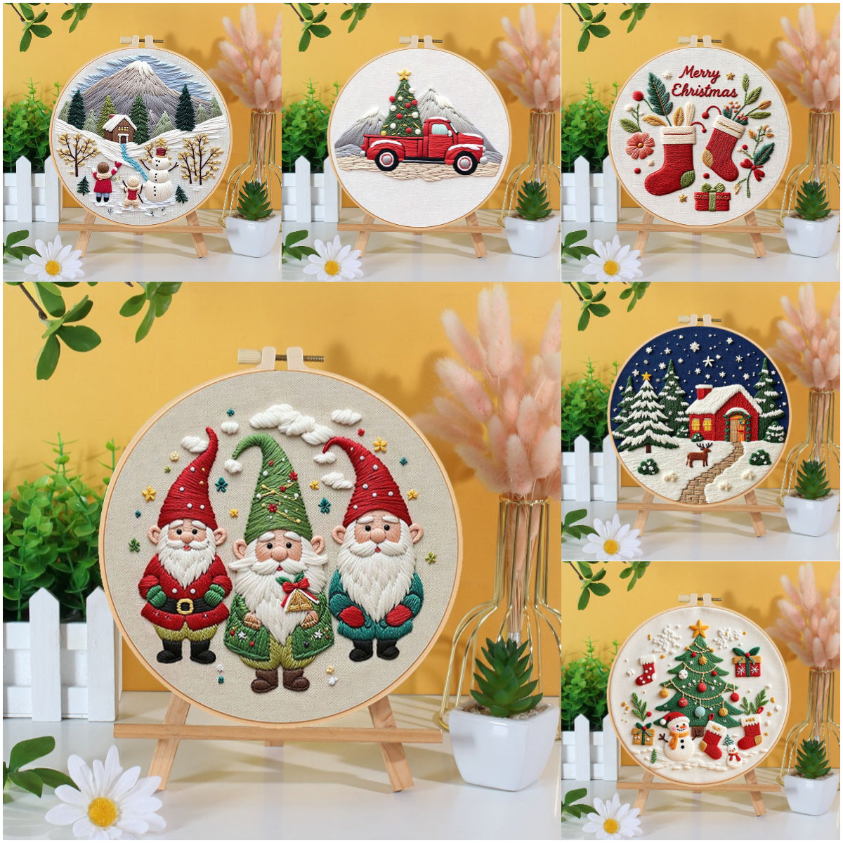 Festive Christmas - Themed DIY Embroidery Kits