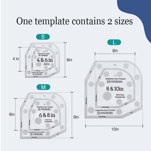 Bowl Cozy Template Cutting Ruler Set - 2PCS (With Instructions)