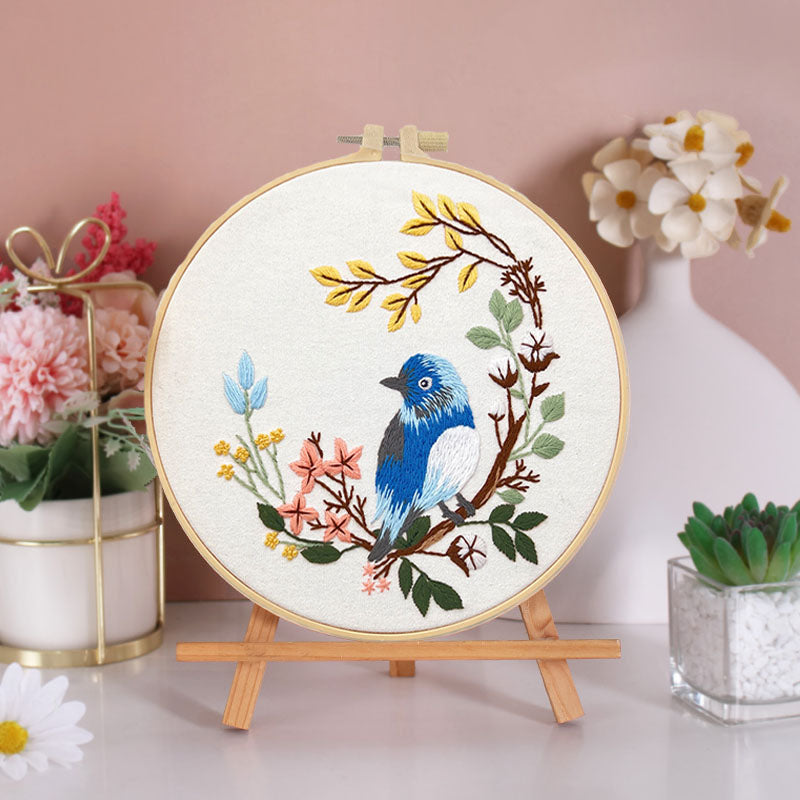 Feathered Friends And Floral Lover Embroidery Kit