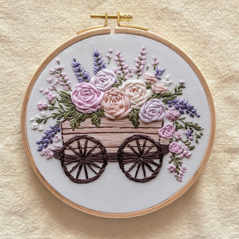 Rubbyoo Embroidery Kit -Floral Wagon | DIY Craft Kits Cozy Crafts