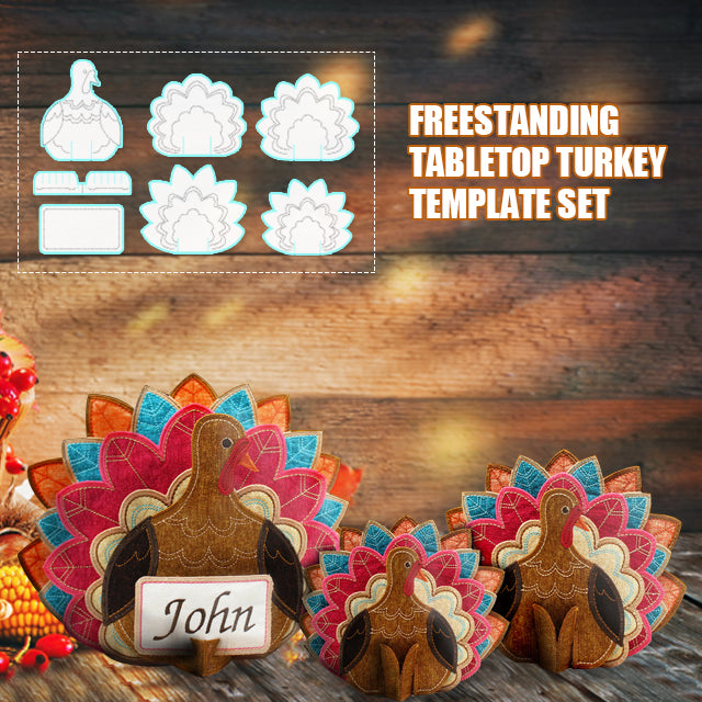 Freestanding Tabletop Turkey Sewing Template - 7PCS (With Instructions)