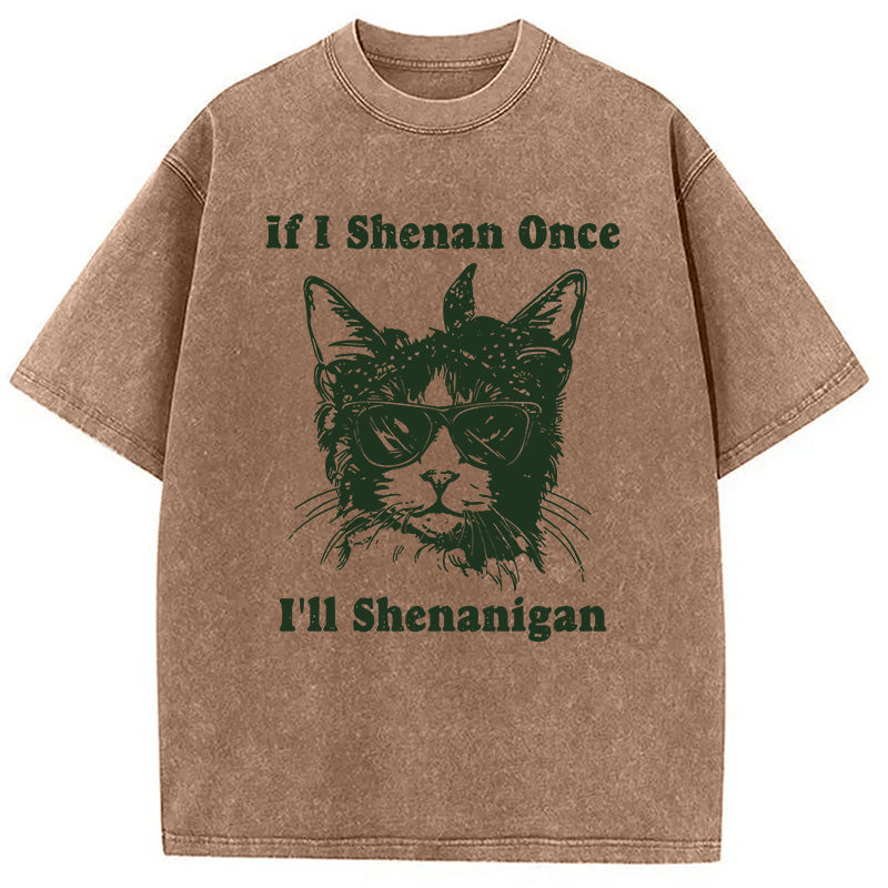St. Patrick's Day Elegant Cat Washed T-Shirt