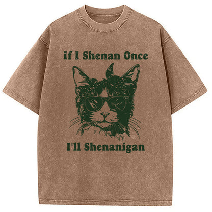 St. Patrick's Day Elegant Cat Washed T-Shirt