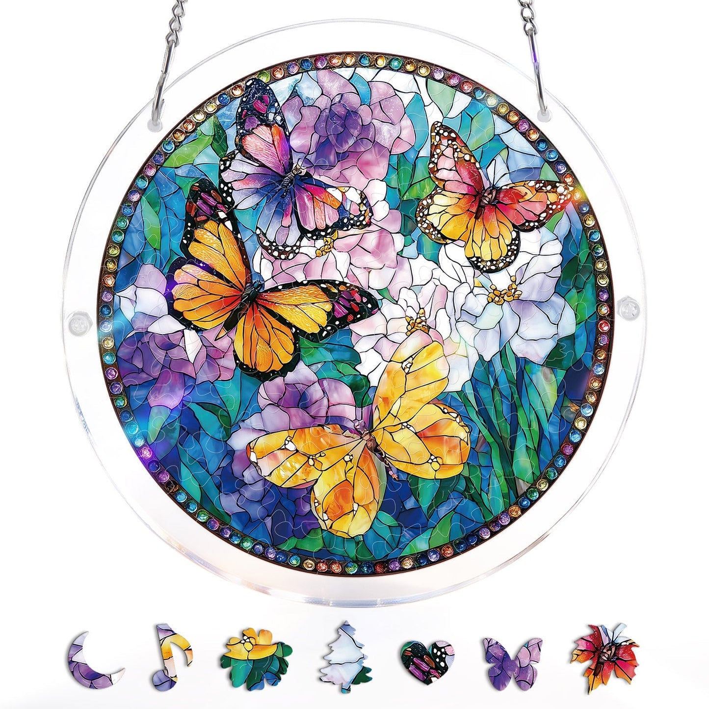 Acrylic Jigsaw Puzzle Suncatcher - Butterflies in Bloom