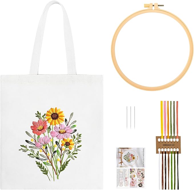 Blossom Fields Embroidery Tote: Embroider Your Unique Style