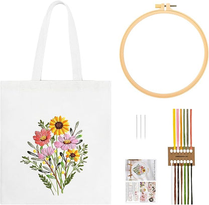 Blossom Fields Embroidery Tote: Embroider Your Unique Style
