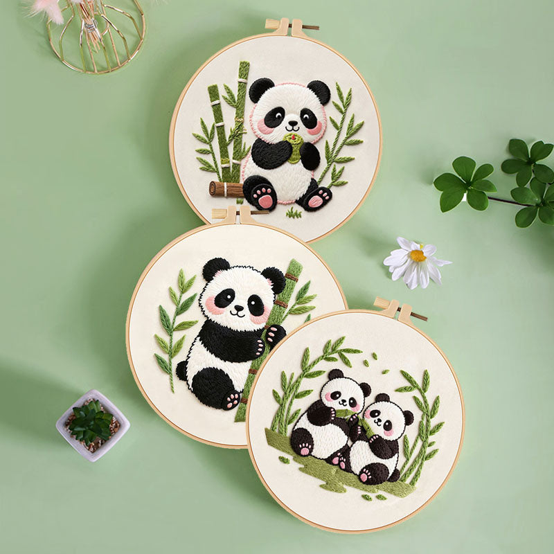 Cute Panda Bamboo Embroidery Kit