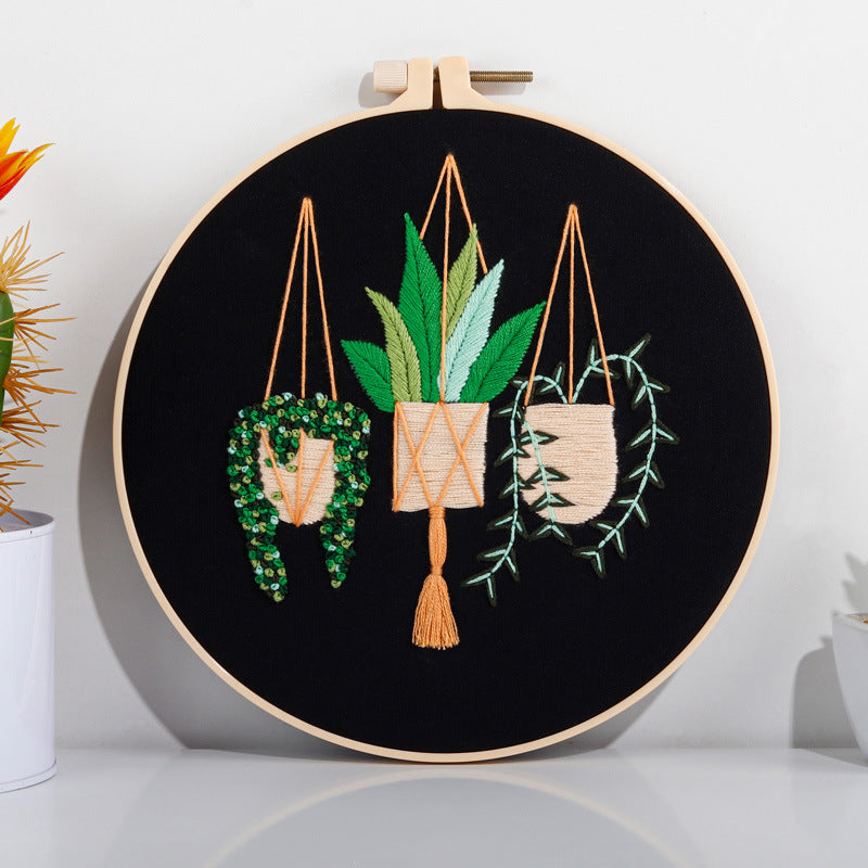 Hanging green plants  -Themed DIY Embroidery Kits
