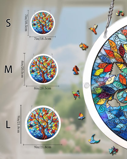Acrylic Jigsaw Puzzle Suncatcher - Tree of Radiant Glass