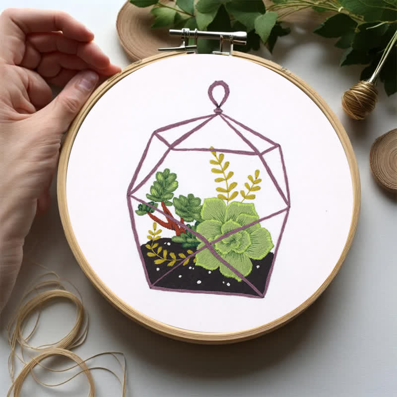 Rubbyoo Embroidery Kit - Florarium Plants
