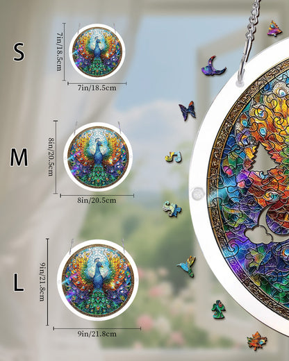 Acrylic Jigsaw Puzzle Suncatcher - Peacock of Radiance
