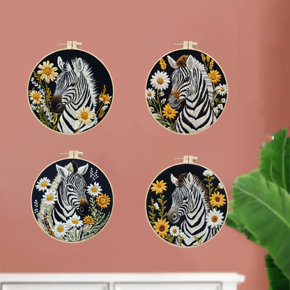 Zebra And Wildflower Embroidery Kit