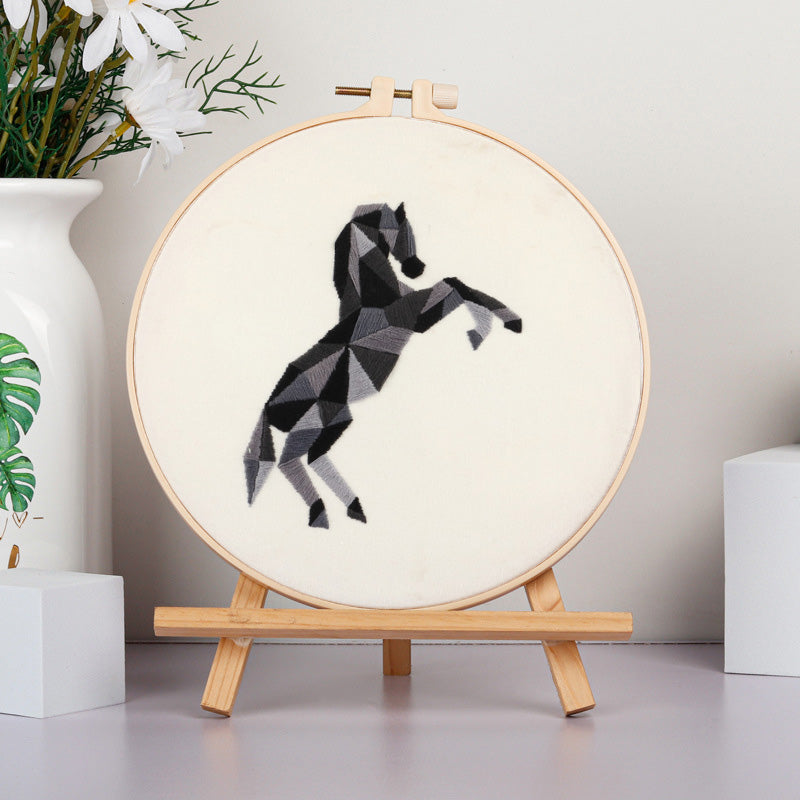 Geometric Animal Embroidery Kit: Craft Your Modern-Inspired Masterpiece