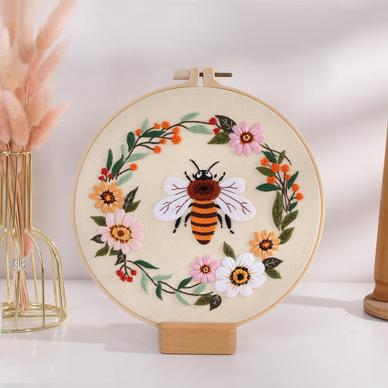 Buzzy Bee And Wildflower - Themed DIY Embroidery Kits