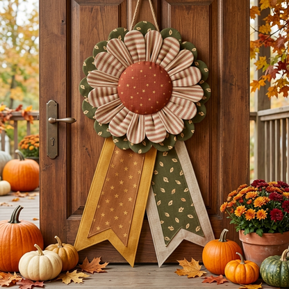 Custom Fabric Flower Door Hanger Sewing Template Set - With Instructions