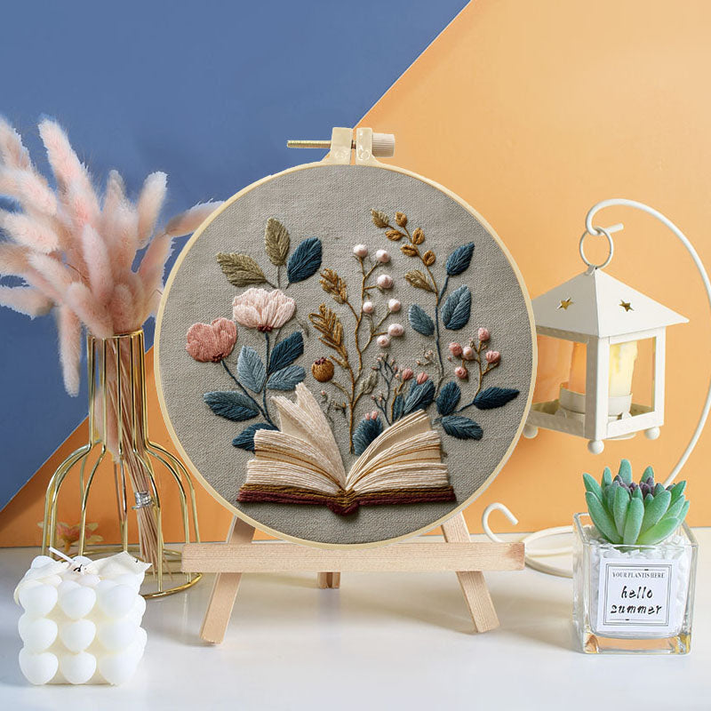 Book And Bloom Embroidery Kit