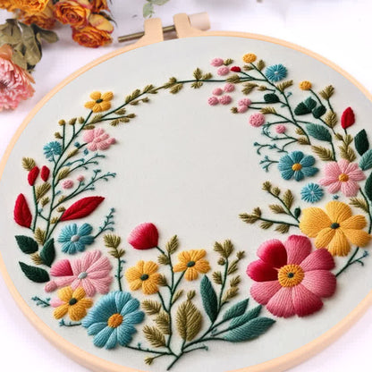 Rubbyoo Embroidery Kit - Flowers Diy Kit For Women