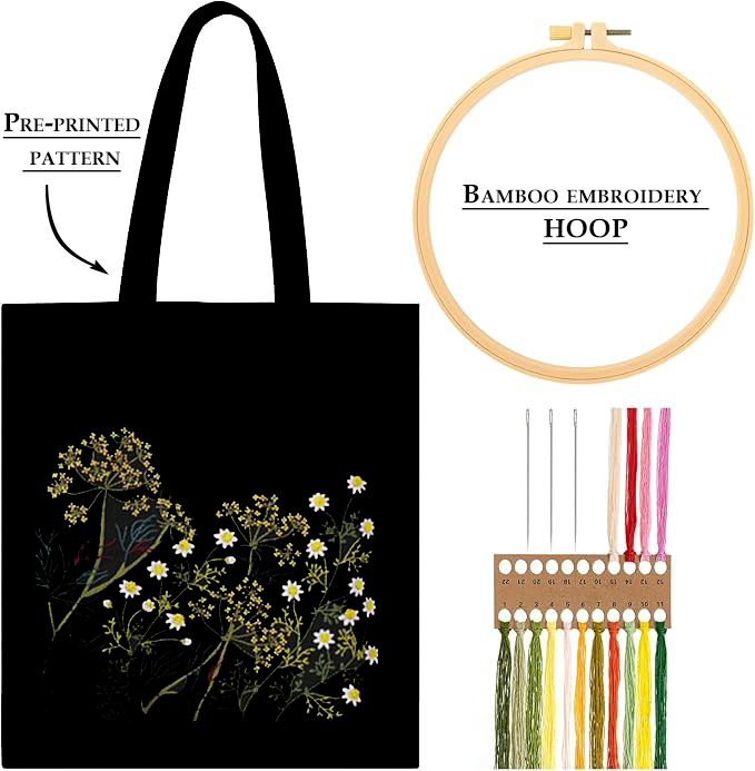 Golden Meadow Embroidered Tote Embroider Your Unique Style