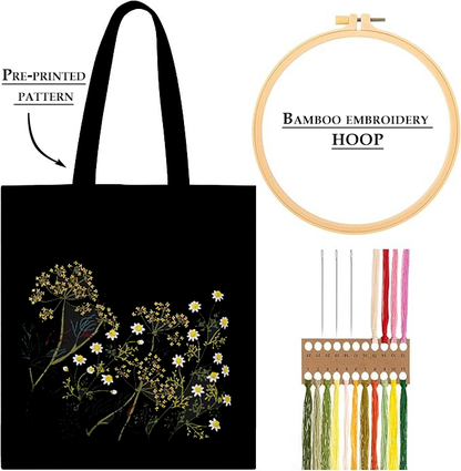 Golden Meadow Embroidered Tote Embroider Your Unique Style