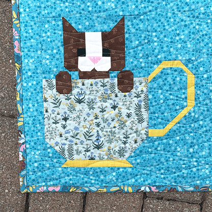 Kittens in Cups Quilt Pattern Template - With Instructions