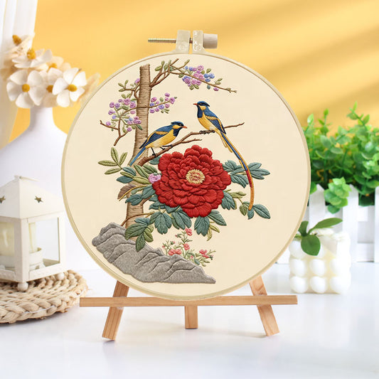 Peony And Bird Embroidery Kit