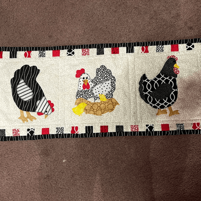 Weekend Chicken Table Runner Pattern Sewing Templates Set - With Instructions