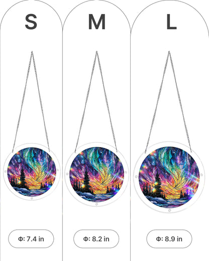 Snowy Aurora Night Light Suncatcher-Acrylic Window Art