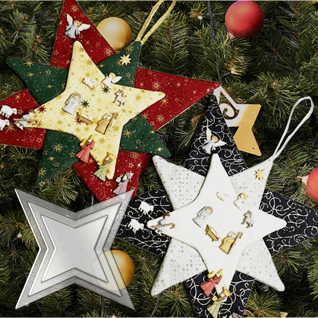 New Christmas Patchwork Star Template Set With Free Nativity Buttons