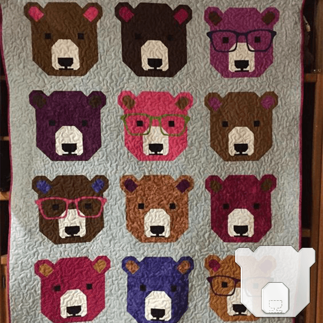 Cute Bear Quilt Template Set-With Instructions
