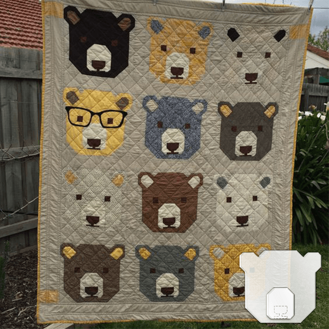 Cute Bear Quilt Template Set-With Instructions